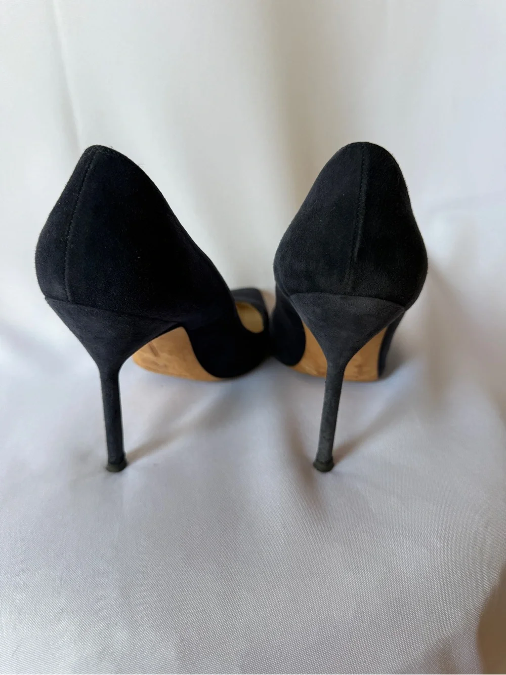 Manolo Blahnik Navy Suede Pointed Pumps